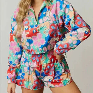 Peach Love California Floral Cropped Jacket size S (F)